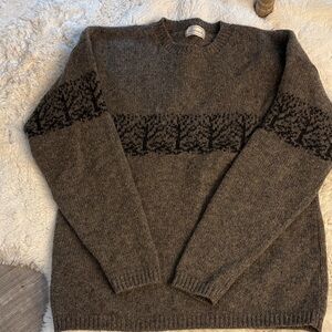 Berwick Wool Classic Crewneck Sweater in Brown and Black- 21.5 inches by 29 L